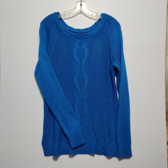 APTIO Sweaters - APTIO Blue Cable Knit Sweater Long Sleeve Crew Neck Women's XL